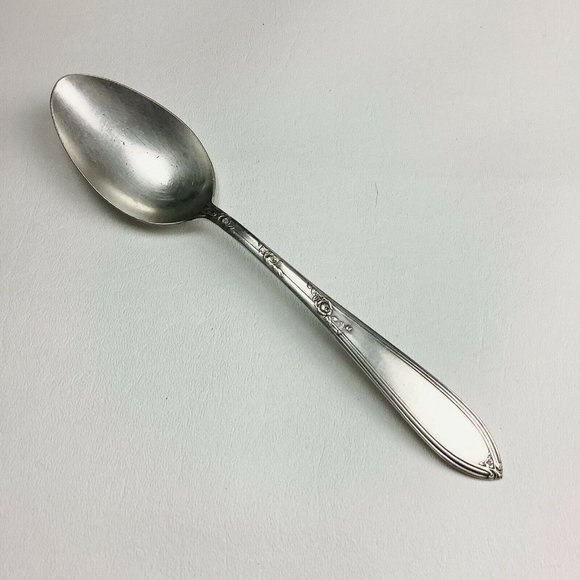 Vintage New England Silver Plate A1 Tablespoons / Dessert Spoon Rosemary Pattern - Picture 1 of 7